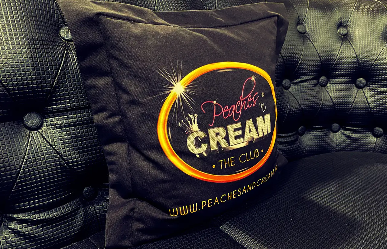 Classic peaches logo párna